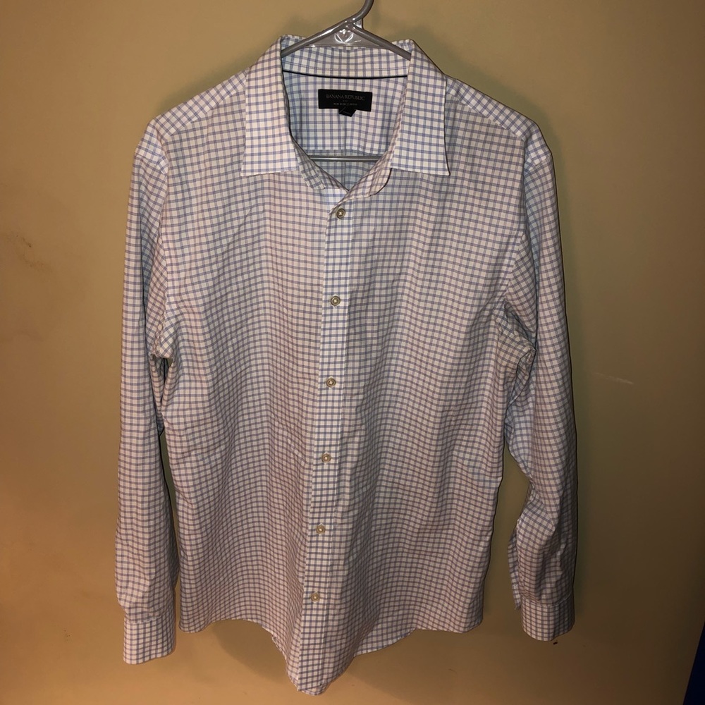 Men’s banana republic checked button down